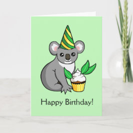 Niedliches Koala mit Cake Zeichnend Happy Birthday Karte