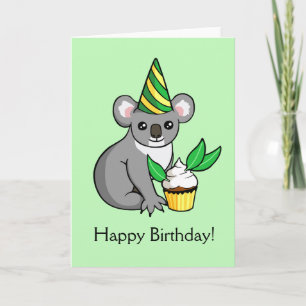 Niedliches Koala mit Cake Zeichnend Happy Birthday Karte