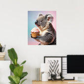 Niedliches Koala mit Cupcake Pastell Gradient Poster (Heimbüro)
