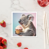 Niedliches Koala mit Cupcake Pastell Gradient Serviette (Beispiel)