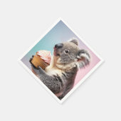 Niedliches Koala mit Cupcake Pastell Gradient Serviette (Ecke)