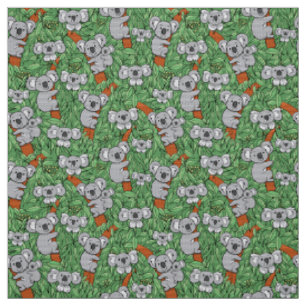 Niedliches Koala-Muster Grün Stoff