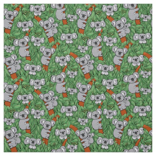 Niedliches Koala-Muster Grün Stoff (Muster)
