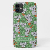 Niedliches Koala-Muster personalisieren Grün Case-Mate iPhone Hülle (Rückseite)