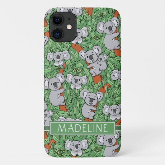 Niedliches Koala-Muster personalisieren Grün Case-Mate iPhone Hülle (Rückseite)