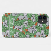 Niedliches Koala-Muster personalisieren Grün Case-Mate iPhone Hülle (Rückseite (Horizontal))