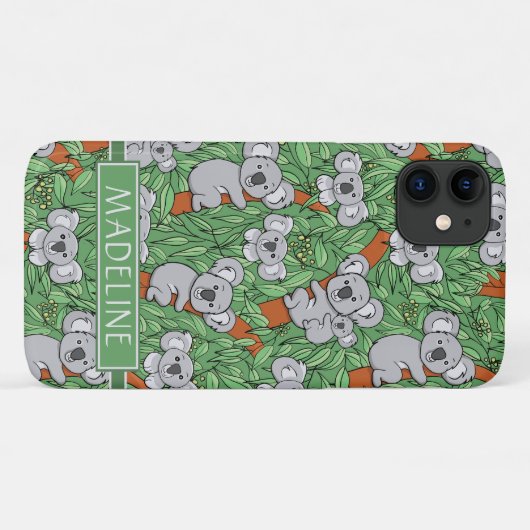 Niedliches Koala-Muster personalisieren Grün Case-Mate iPhone Hülle (Rückseite (Horizontal))