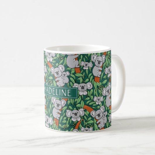 Niedliches Koala-Muster personalisieren Hunter Gre Kaffeetasse (VorderseiteRechts)