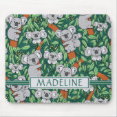Niedliches Koala Muster Personalisiert Dunkelgrün Mousepad (Vorne)