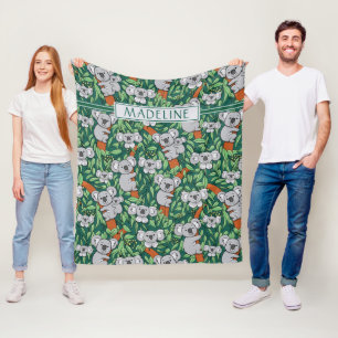 Niedliches Koala Muster Personalisiert Jäger Grü Fleecedecke