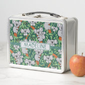 Niedliches Koala Muster Personalisiert Jäger Grün Metall Brotdose (Beispiel)