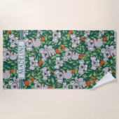 Niedliches Koala Muster Personalisiert Jäger Grün Strandtuch (Vorderseite)