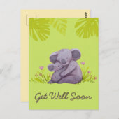 Niedliches Koala und Förderung einer grüne Postca Postkarte (Vorne/Hinten)