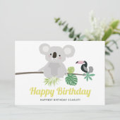 Niedliches Koala und Toucan Tropical Happy Geburts (Stehend Vorderseite)