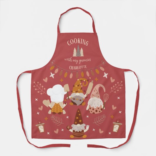 Niedliches Kochen mit meinen Gnomen Custom Schürze (Vorderseite)