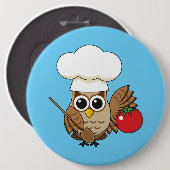 Niedliches Kochen Owl Cartoon Button (Vorne & Hinten)