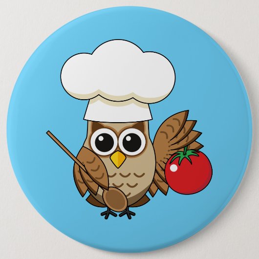 Niedliches Kochen Owl Cartoon Button (Vorderseite)