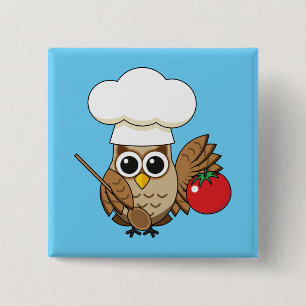 Niedliches Kochen Owl Cartoon Button