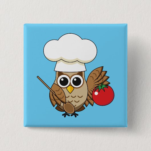 Niedliches Kochen Owl Cartoon Button (Vorderseite)