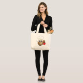 Niedliches Kochen Owl Cartoon Jumbo Stoffbeutel (Vorderseite (Model))
