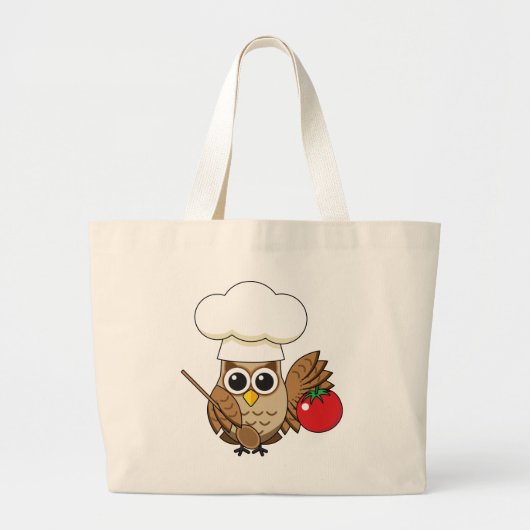 Niedliches Kochen Owl Cartoon Jumbo Stoffbeutel (Vorne)