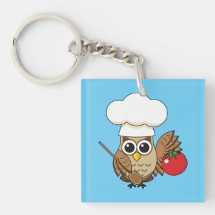 Niedliches Kochen Owl Cartoon Schlüsselanhänger