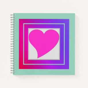 Niedliches Kokettes Hot Pink Herz, Lila und rot au Notizblock
