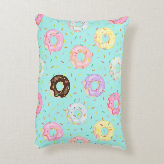 Niedliches Konditorgeschäft Sprinkles Donuts Muste Dekokissen (Rückseite(Vertikal))