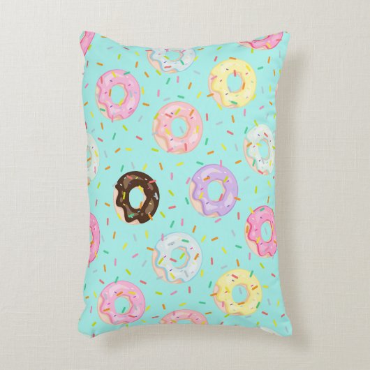 Niedliches Konditorgeschäft Sprinkles Donuts Muste Dekokissen (Vorderseite(Vertikal))