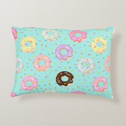 Niedliches Konditorgeschäft Sprinkles Donuts Muste Dekokissen (Rückseite)