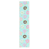 Niedliches Konditorgeschäft Sprinkles Donuts Muste Kurzer Tischläufer (Vorderseite)