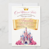 Niedliches königliches Schloss Prinzessin 1. Gebur Einladung (Vorderseite)