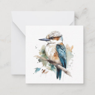 Niedliches Kookaburra auf einem Ast in Aquarellfar Mitteilungskarte