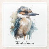 Niedliches Kookaburra auf Zweig, Brauch Glasuntersetzer (Vorderseite)