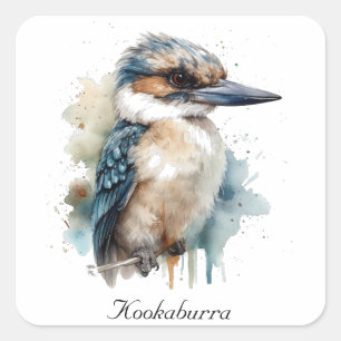 Niedliches Kookaburra auf Zweig, Brauch Quadratischer Aufkleber