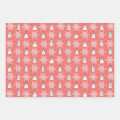 🎄 Niedliches Korallen Weihnachtsmuster Geschenkpapier Set (Vorderseite)