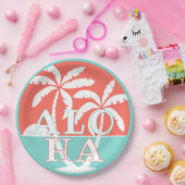 Niedliches Korallenriff Palmen am Strand Art Motif Pappteller (Party)