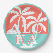 Niedliches Korallenriff Palmen am Strand Art Motif Pappteller (Vorderseite)