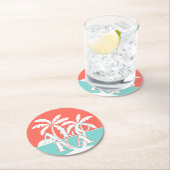 Niedliches Korallenriff Palmen am Strand Art Motif Runder Pappuntersetzer (Vor Ort)