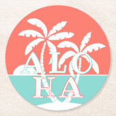 Niedliches Korallenriff Palmen am Strand Art Motif Runder Pappuntersetzer (Vorderseite)