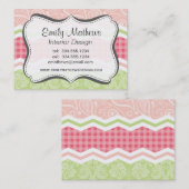 Niedliches Korallenrosa und hellgrüne Muster Visitenkarte (Vorne/Hinten)