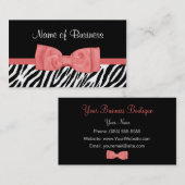 Niedliches Korallenrosa und schwarzes Zebra Print Visitenkarte (Vorne/Hinten)