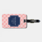 Niedliches korallenrotes Muster und blaues Gepäckanhänger (Rückseite horizontal)