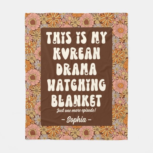 Niedliches koreanisches Drama mit Groovy Floral Fleecedecke (Vorderseite)