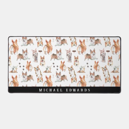 Niedliches Korgi-Dog-Monogramm Schreibtischunterlage (Vorderseite)