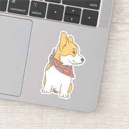 Niedliches Korgi mit Gingham Checkered Bandana Aufkleber