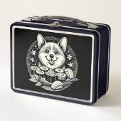 Niedliches Korgi mit Sushi Kawaii Tieren Metall Brotdose (Vorderseite)