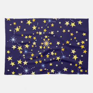 Niedliches kosmisches Muster Sternengalaxie Navy B Geschirrtuch