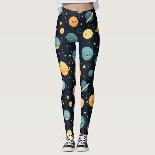 Niedliches Kosmos-Muster Leggings (Vorderseite)