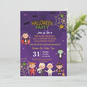 Niedliches Kostüm-Halloween-Party für Kinder Einladung